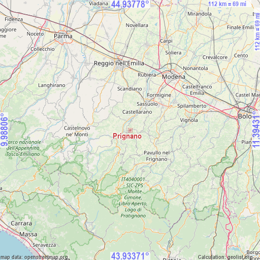 Prignano on map