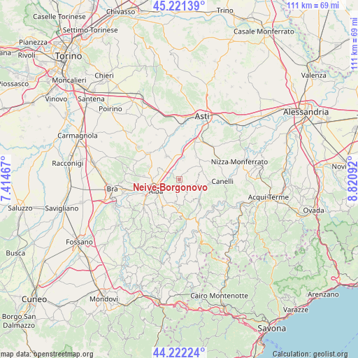 Neive-Borgonovo on map