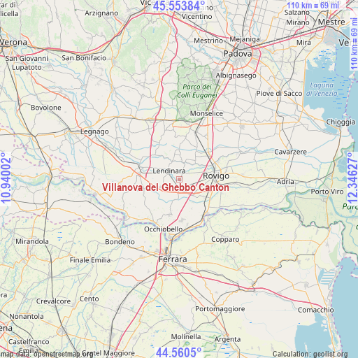 Villanova del Ghebbo Canton on map