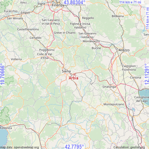 Arbia on map