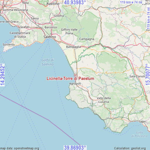 Licinella-Torre di Paestum on map