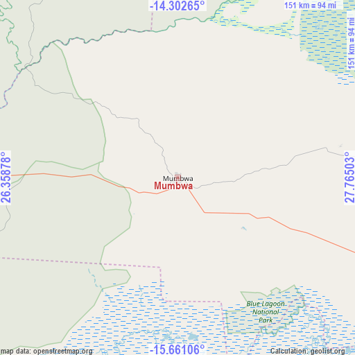 Mumbwa on map
