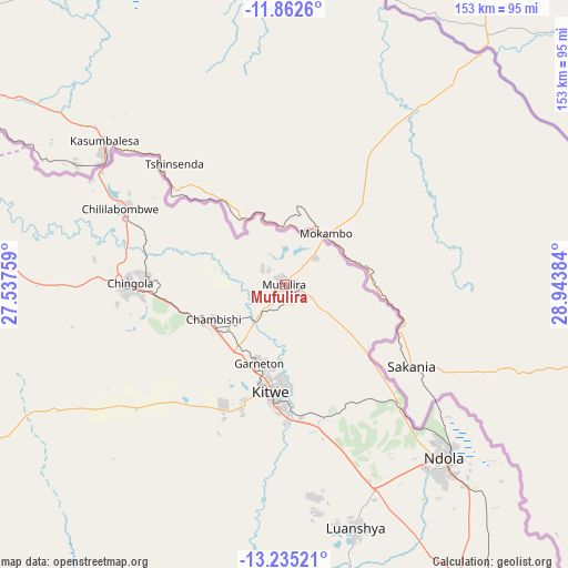Mufulira on map