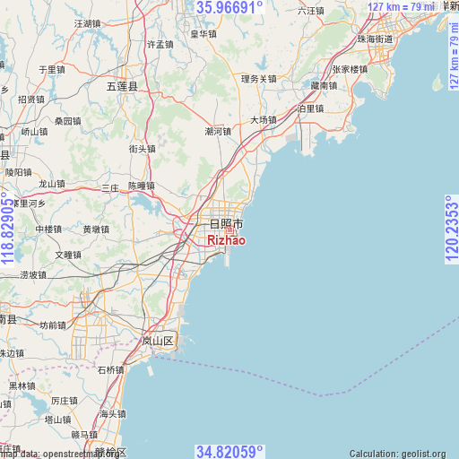 Rizhao on map