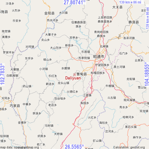 Daliyuan on map