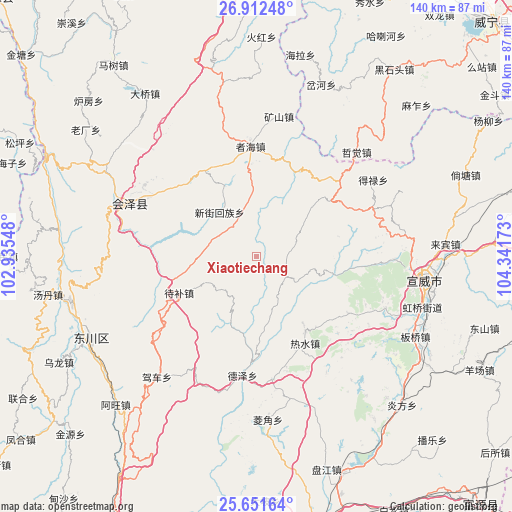 Xiaotiechang on map