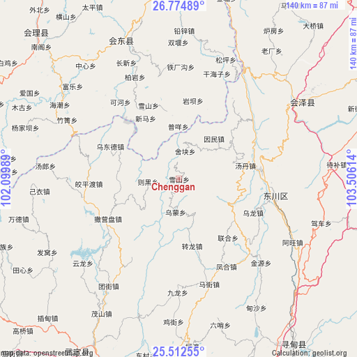 Chenggan on map