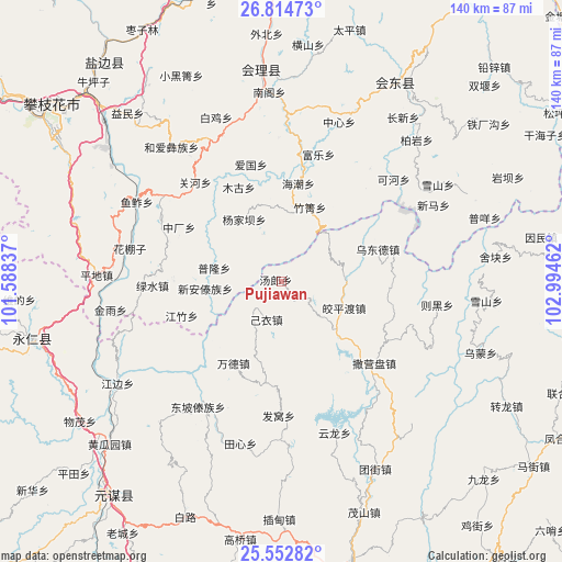 Pujiawan on map