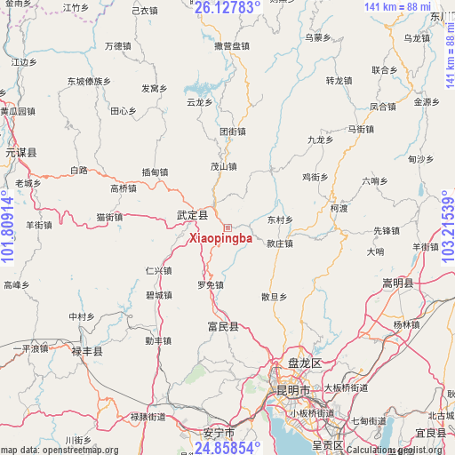 Xiaopingba on map