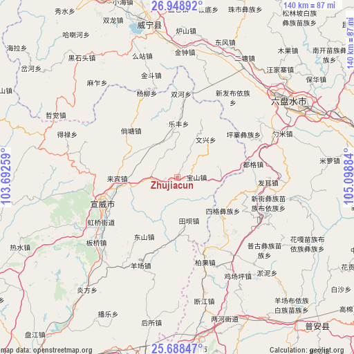 Zhujiacun on map