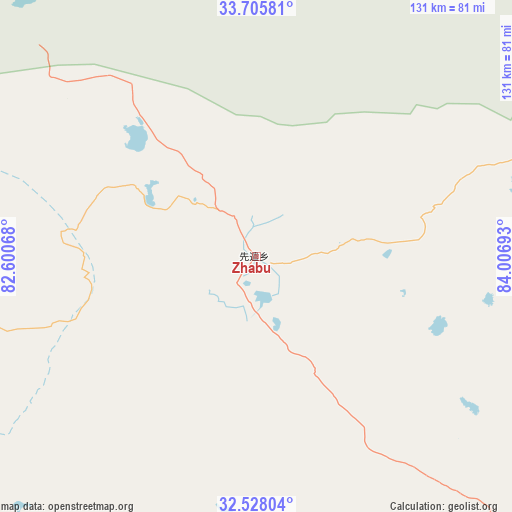 Zhabu on map