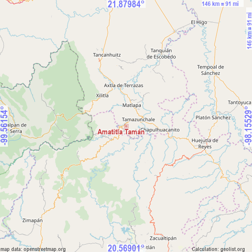 Amatitla Tamán on map