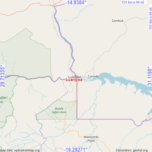 Luangwa on map