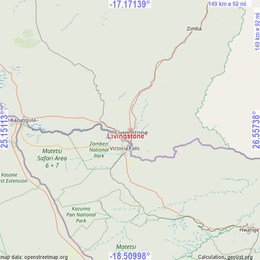Livingstone on map