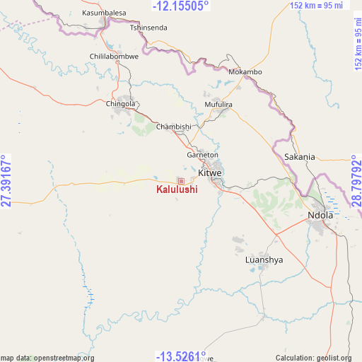 Kalulushi on map