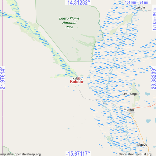 Kalabo on map