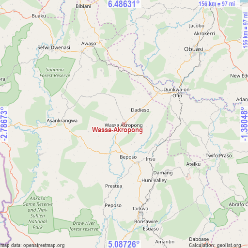 Wassa-Akropong on map