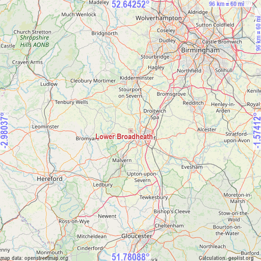 Lower Broadheath on map
