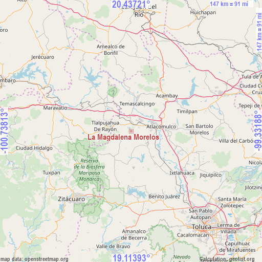 La Magdalena Morelos on map