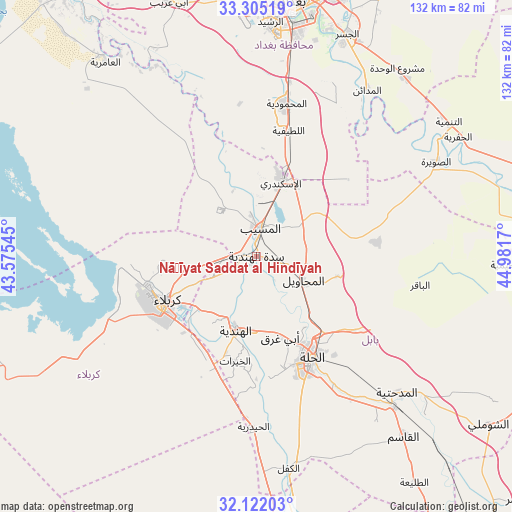 Nāḩīyat Saddat al Hindīyah on map