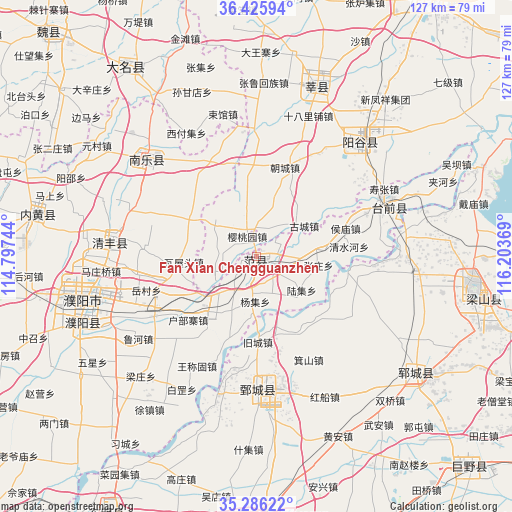 Fan Xian Chengguanzhen on map