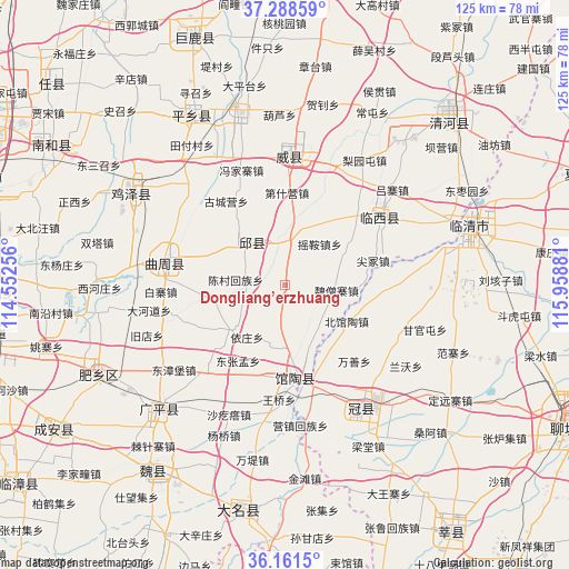 Dongliang’erzhuang on map