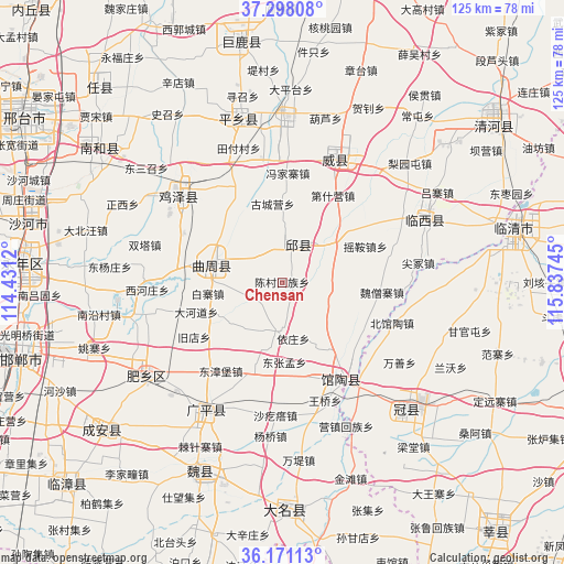 Chensan on map