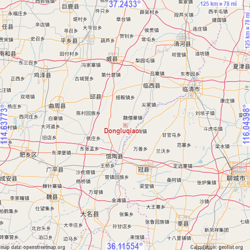 Dongluqiao on map