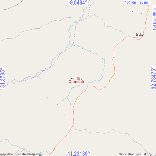 Chinsali on map