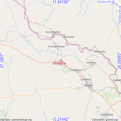 Chingola on map