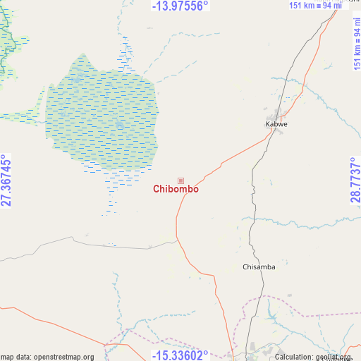 Chibombo on map
