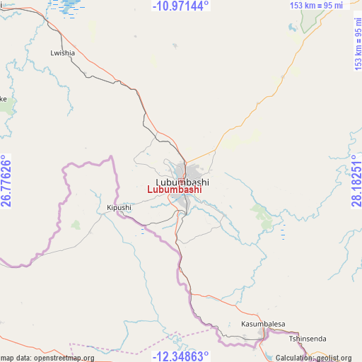 Lubumbashi on map