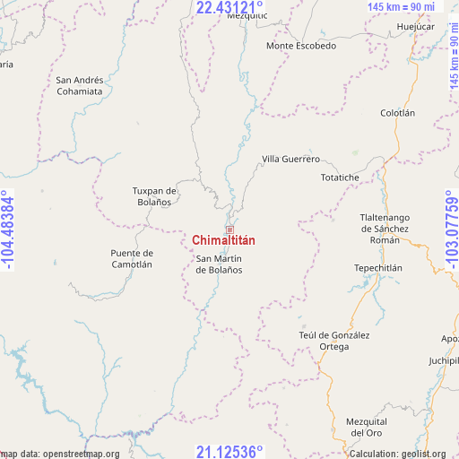 Chimaltitán on map
