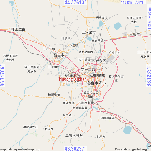 Huoche Xizhan on map