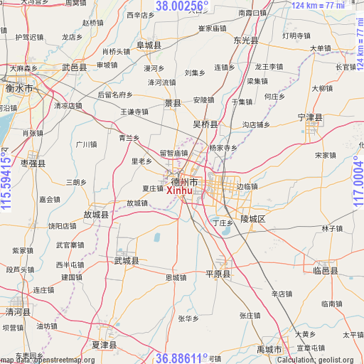 Xinhu on map