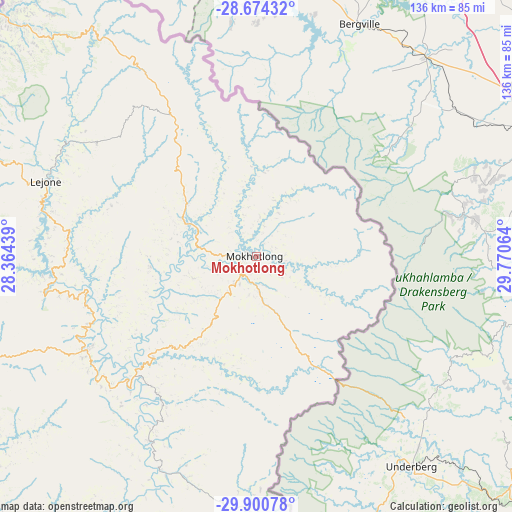Mokhotlong on map