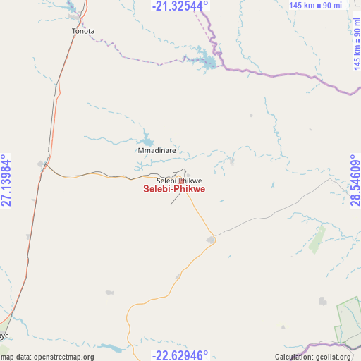 Selebi-Phikwe on map