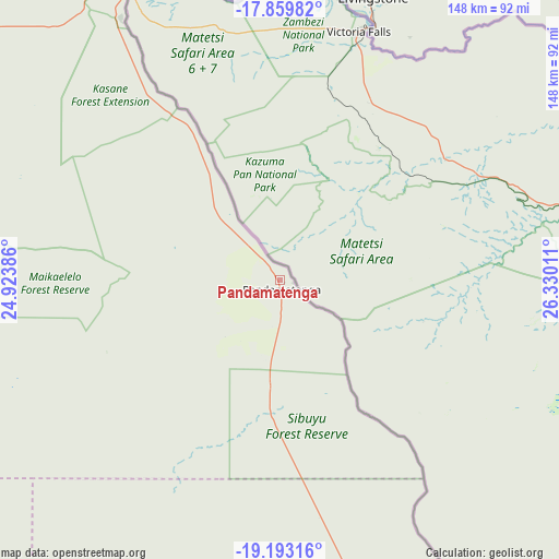 Pandamatenga on map
