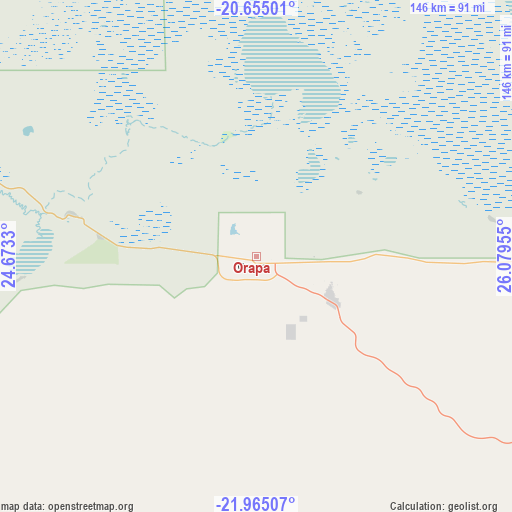 Orapa on map