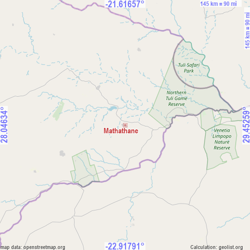 Mathathane on map