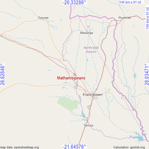 Mathambgwane on map