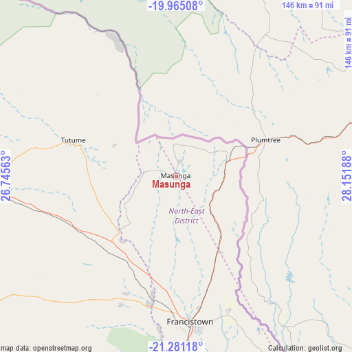 Masunga on map