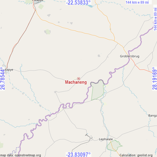Machaneng on map
