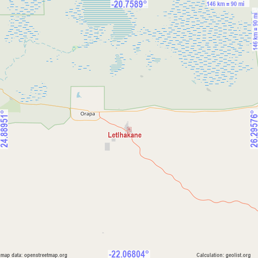 Letlhakane on map