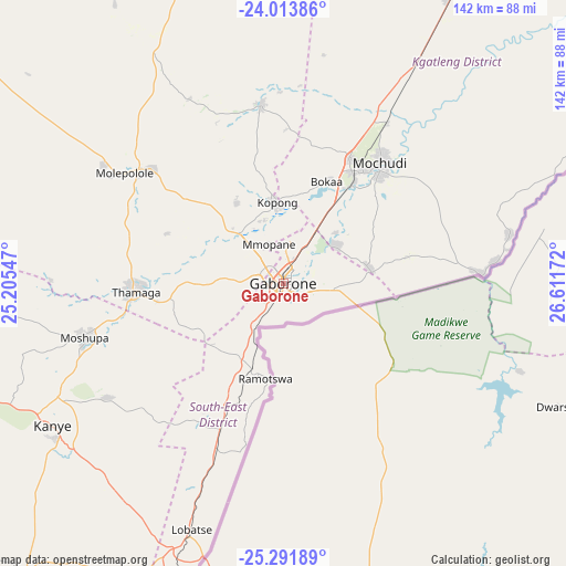 Gaborone on map