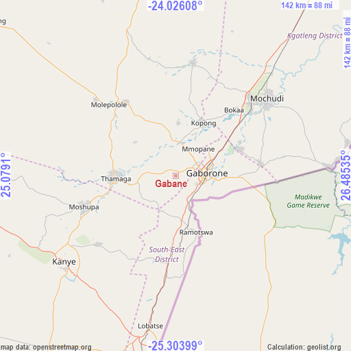 Gabane on map