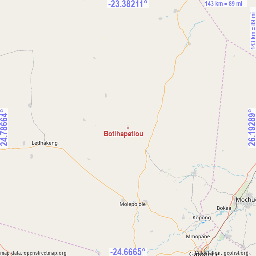 Botlhapatlou on map