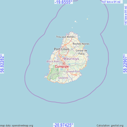 Curepipe on map