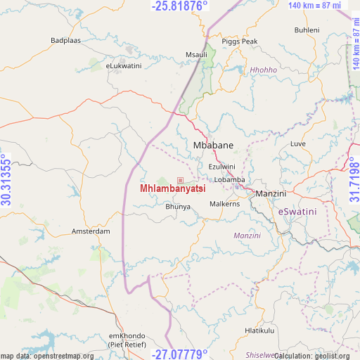 Mhlambanyatsi on map