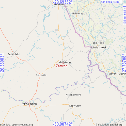 Zastron on map